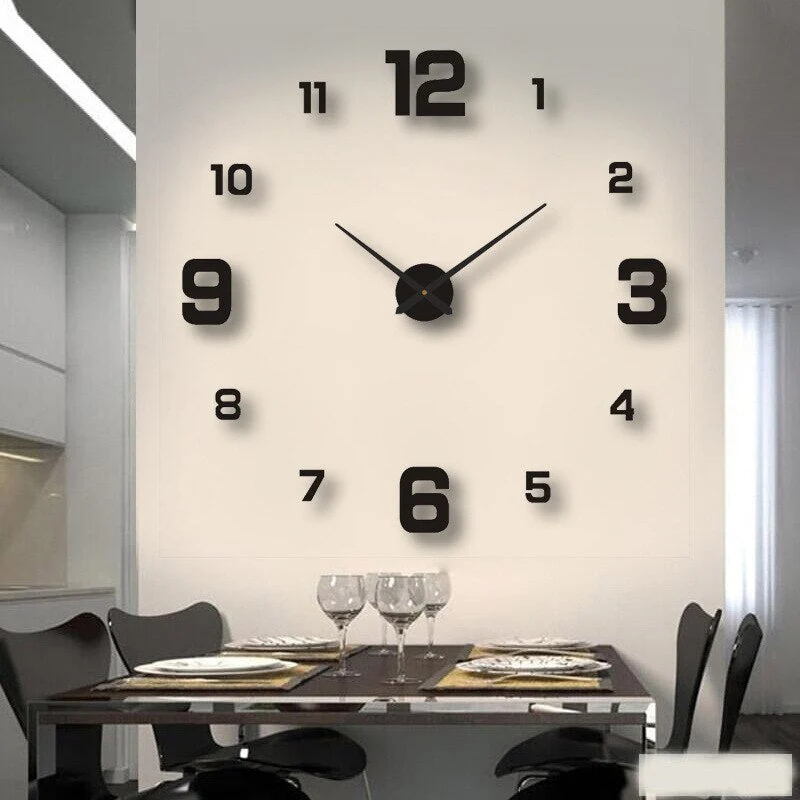 Grote XXL Wandklok Zwart Quartz Modern Design 60-130cm Decoratief Woonkamer Keuken Kantoor Interieur | Sansoti