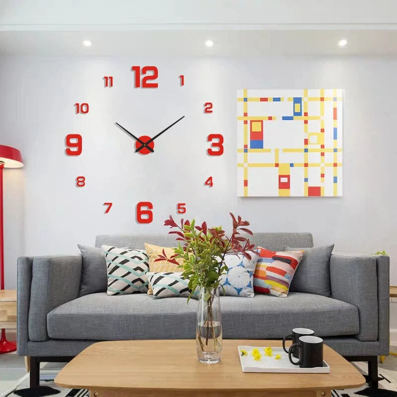 Grote XXL Wandklok Zwart Quartz Modern Design 60-130cm Decoratief Woonkamer Keuken Kantoor Interieur | Sansoti