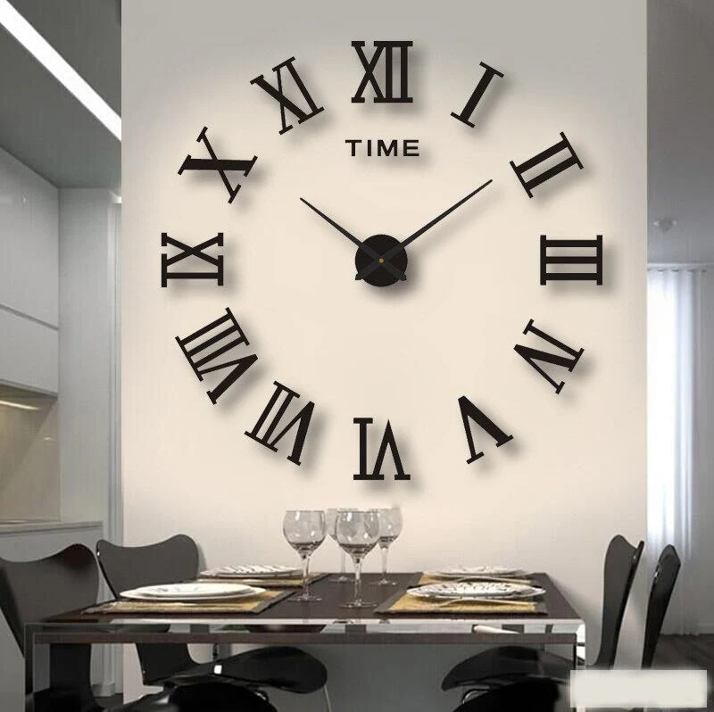 Grote XXL Wandklok Zwart Quartz Modern Design 60-130cm Decoratief Woonkamer Keuken Kantoor Interieur | Sansoti