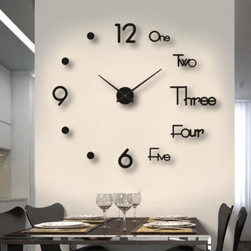 Grote XXL Wandklok Zwart Quartz Modern Design 60-130cm Decoratief Woonkamer Keuken Kantoor Interieur | Sansoti
