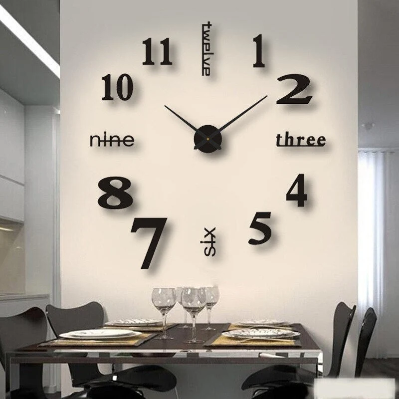 Grote XXL Wandklok Zwart Quartz Modern Design 60-130cm Decoratief Woonkamer Keuken Kantoor Interieur | Sansoti