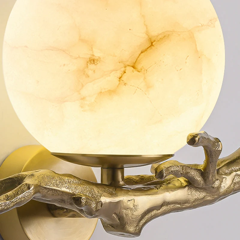 Wandlamp met Marmer Effect en LED Verlichting voor Sfeervolle Interieurverlichting Woonkamer Slaapkamer | Sansoti