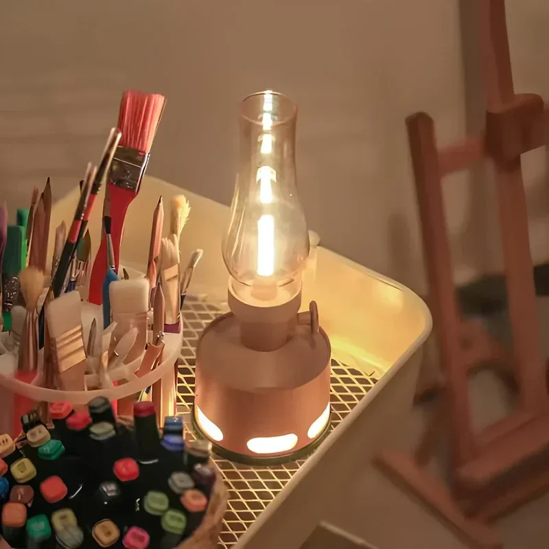 Oplaadbare Vintage Lantaarn LED met Kantelbeveiliging en Blaas-Uitfunctie 4000mAh Batterij 10 Lichtstanden | Sansoti