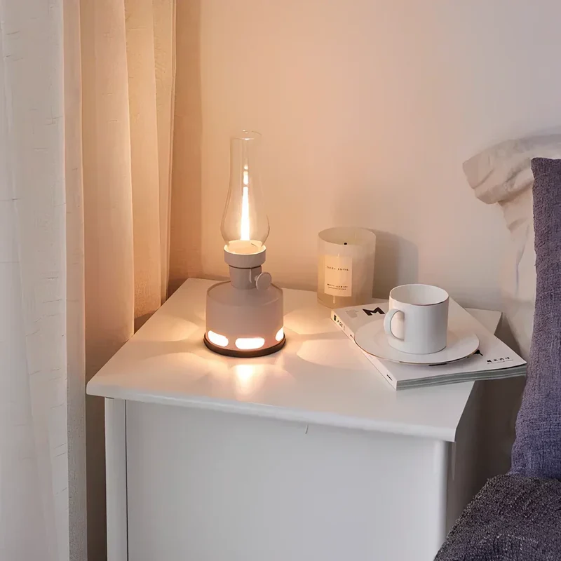Oplaadbare Vintage Lantaarn LED met Kantelbeveiliging en Blaas-Uitfunctie 4000mAh Batterij 10 Lichtstanden | Sansoti