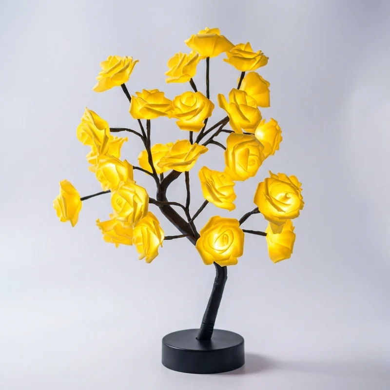 Bloemenlamp met Handgemaakte Rozen 46cm USB Batterij Nachtlamp Decoratieve Tafellamp Romantisch Stemmingslicht | Sansoti