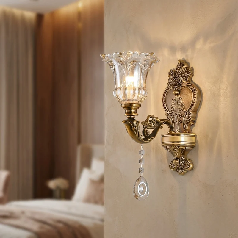 Wandlamp Vintage Goudkleurig Metaal Instelbaar Licht E14 Fitting Klassieke Stijl Sfeerlamp Woonkamer | Sansoti