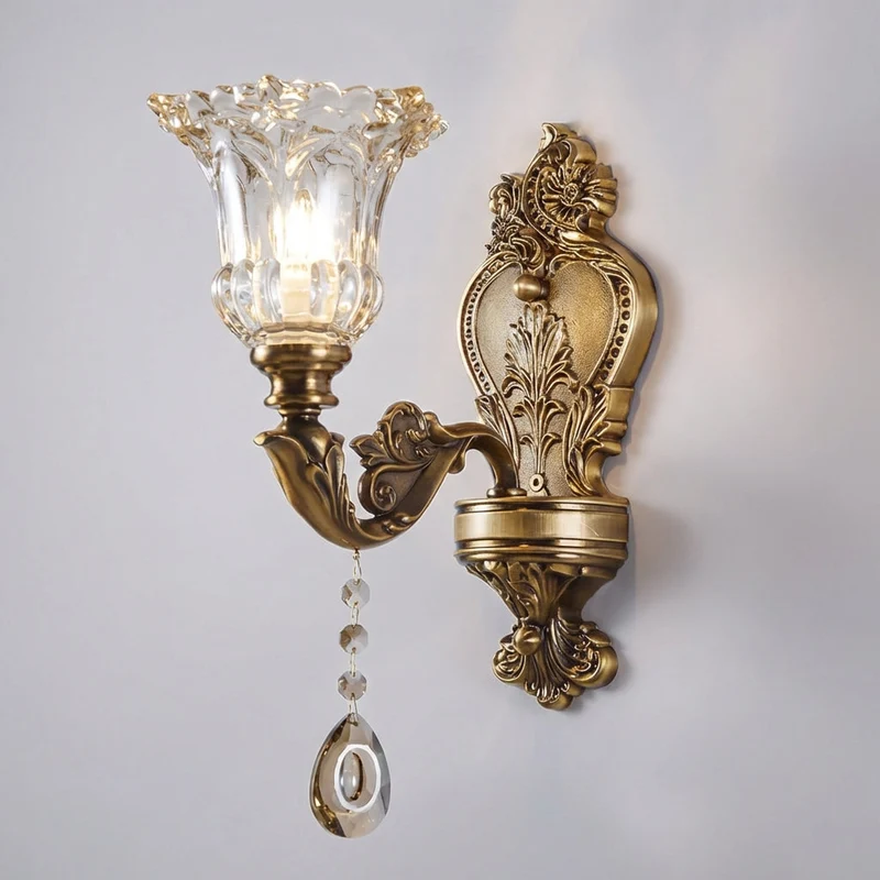 Wandlamp Vintage Goudkleurig Metaal Instelbaar Licht E14 Fitting Klassieke Stijl Sfeerlamp Woonkamer | Sansoti