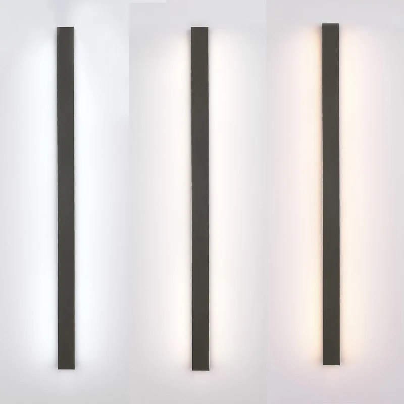 Buitenwandlamp LED Lineair Metaal Acryl IP65 Tuin Gang Zwart 30-200cm Dimbaar | Sansoti