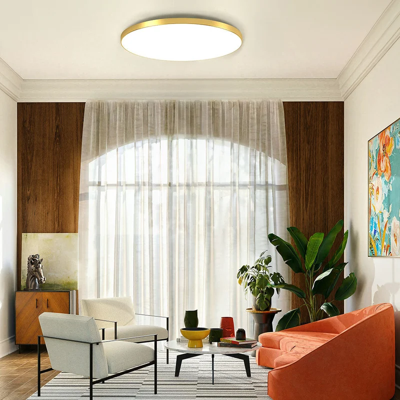 Ronde Plafondlamp Vlak Design LED Acryl Zwart Wit Goud Zilver Moderne Plafondverlichting Energiebesparend Woonkamer Slaapkamer | Sansoti