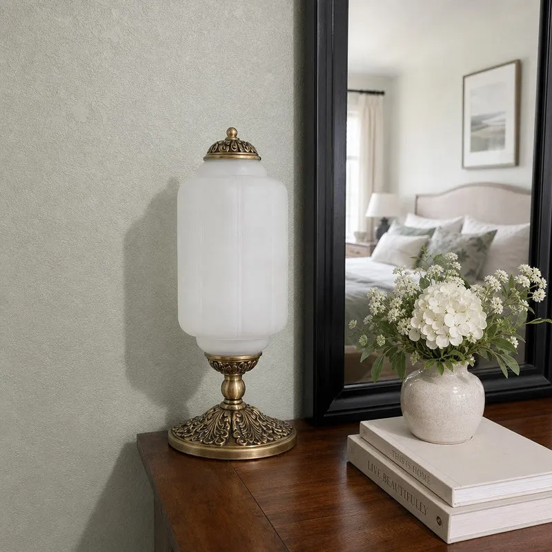 Glazen Tafellamp met Scallop Design Vintage Stijl Slaapkamer Woonkamer Accentverlichting Zwart Messing Matglas | Sansoti