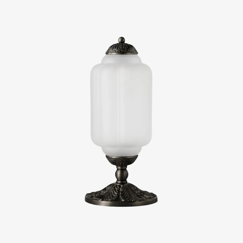 Glazen Tafellamp met Scallop Design Vintage Stijl Slaapkamer Woonkamer Accentverlichting Zwart Messing Matglas | Sansoti