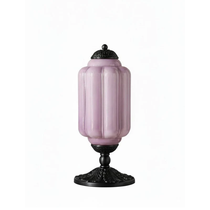 Glazen Tafellamp met Scallop Design Vintage Stijl Slaapkamer Woonkamer Accentverlichting Zwart Messing Matglas | Sansoti