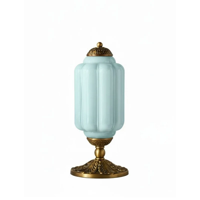 Glazen Tafellamp met Scallop Design Vintage Stijl Slaapkamer Woonkamer Accentverlichting Zwart Messing Matglas | Sansoti