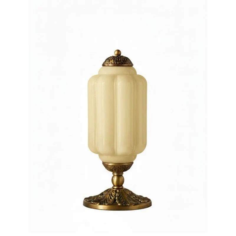 Glazen Tafellamp met Scallop Design Vintage Stijl Slaapkamer Woonkamer Accentverlichting Zwart Messing Matglas | Sansoti
