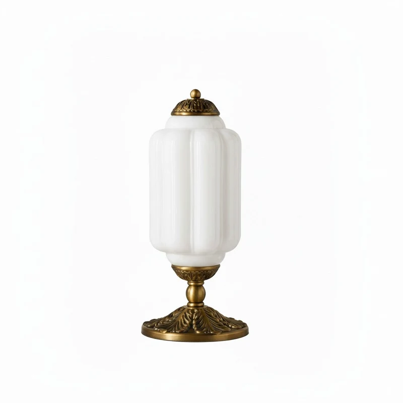 Glazen Tafellamp met Scallop Design Vintage Stijl Slaapkamer Woonkamer Accentverlichting Zwart Messing Matglas | Sansoti