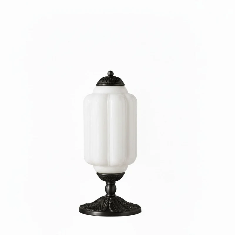 Glazen Tafellamp met Scallop Design Vintage Stijl Slaapkamer Woonkamer Accentverlichting Zwart Messing Matglas | Sansoti