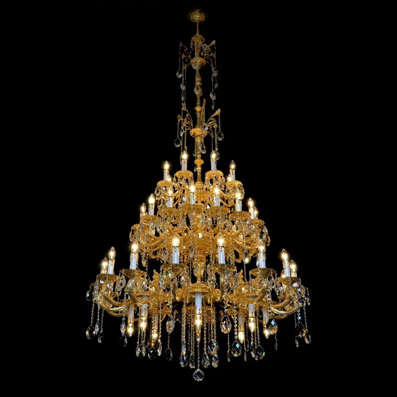 Casa Padrino Luxus Barock Kristall Kronleuchter Gold Ø 120 x H. 250 cm - Prunkvolle Messing Kronleuchter mit böhmischem Kristallglas - Barock Möbel - Edel & Prunkvoll