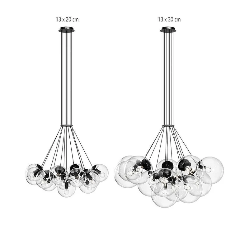 s.luce Orb Cluster Glaskugel Galerieleuchte Pendellampe 13-flammig