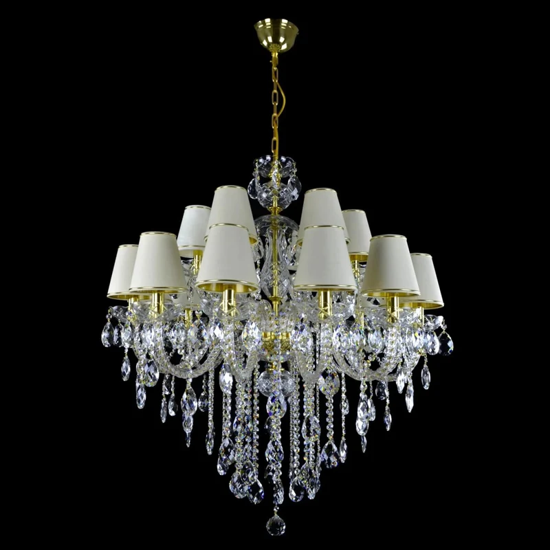 Casa Padrino Luxus Barock Kristall Kronleuchter Gold Ø 90 x H. 105 cm - Prunkvolle Messing Kronleuchter mit böhmischem Kristallglas - Barock Möbel - Edel & Prunkvoll