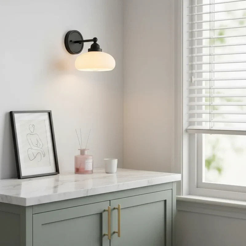 Vintage Wandlamp Melkwit Glas Industriële Stijl Verlichting Slaapkamer Gang | Sansoti