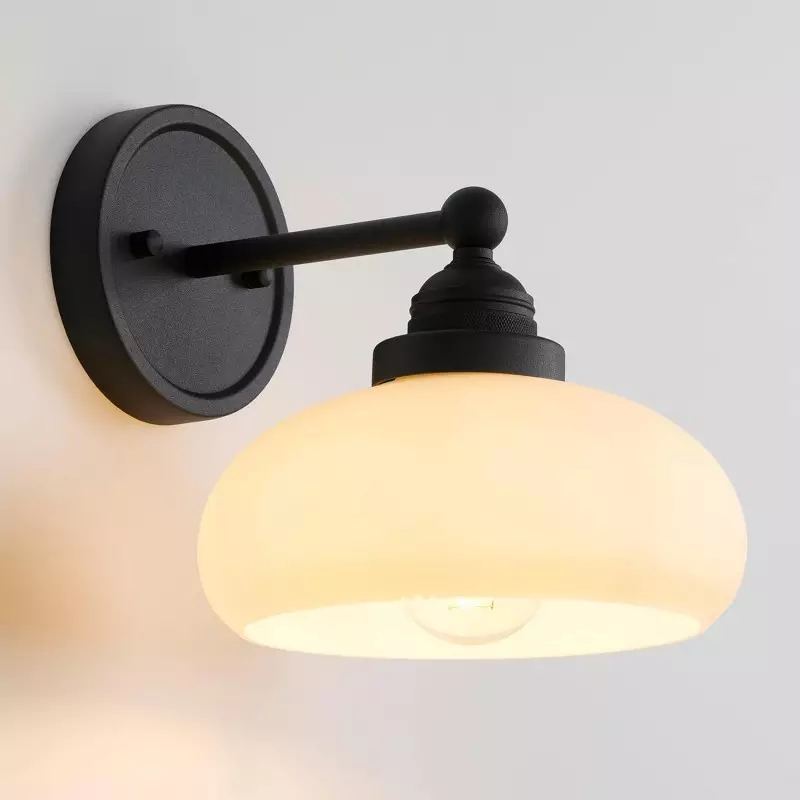 Vintage Wandlamp Melkwit Glas Industriële Stijl Verlichting Slaapkamer Gang | Sansoti