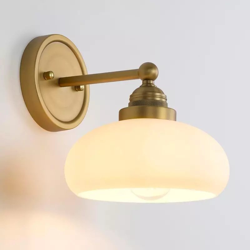 Vintage Wandlamp Melkwit Glas Industriële Stijl Verlichting Slaapkamer Gang | Sansoti
