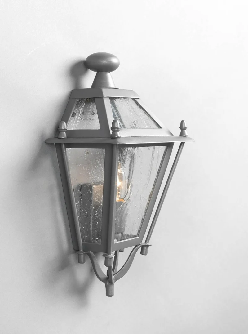 Casa Padrino Luxus Außen Laterne Grau B. 29 x H. 54 cm - Handgefertigte Laterne aus Schmiedeeisen - Luxus Kollektion - Edel & Prunkvoll