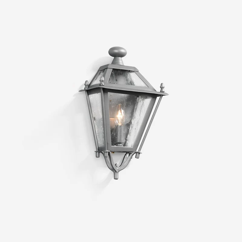 Casa Padrino Luxus Außen Laterne Grau B. 27 x H. 44 cm - Handgefertigte Laterne aus Schmiedeeisen - Luxus Kollektion - Edel & Prunkvoll