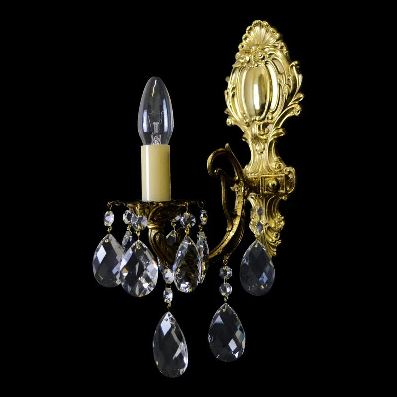 Casa Padrino Luxus Barock Kristall Wandleuchte Gold 12 x 24 x H. 38 cm - Prunkvolle Messing Wandleuchte mit böhmischem Kristallglas - Barock Möbel - Edel & Prunkvoll