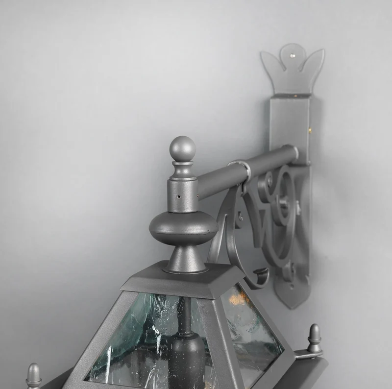 Casa Padrino Luxus Außen Laterne Grau B. 25 x H. 45 cm - Handgefertigte Laterne aus Schmiedeeisen - Luxus Kollektion - Edel & Prunkvoll