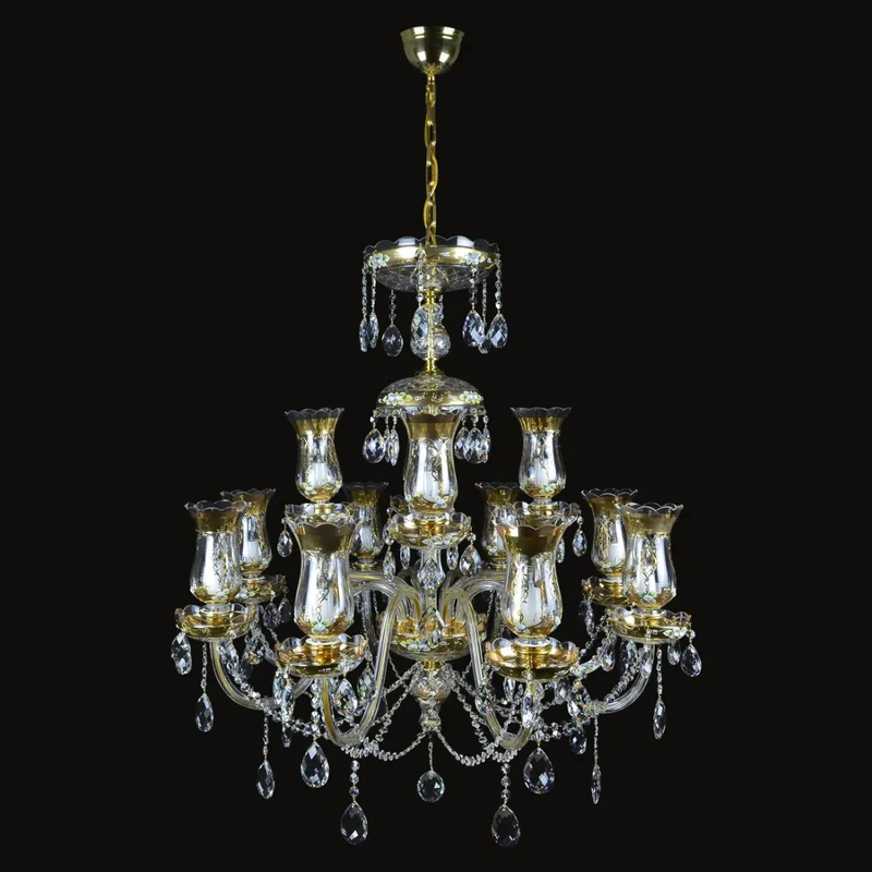 Casa Padrino Luxus Barock Kristall Kronleuchter Gold Ø 92 x H. 100 cm - Prunkvolle Messing Kronleuchter mit böhmischem Kristallglas - Barock Möbel - Edel & Prunkvoll