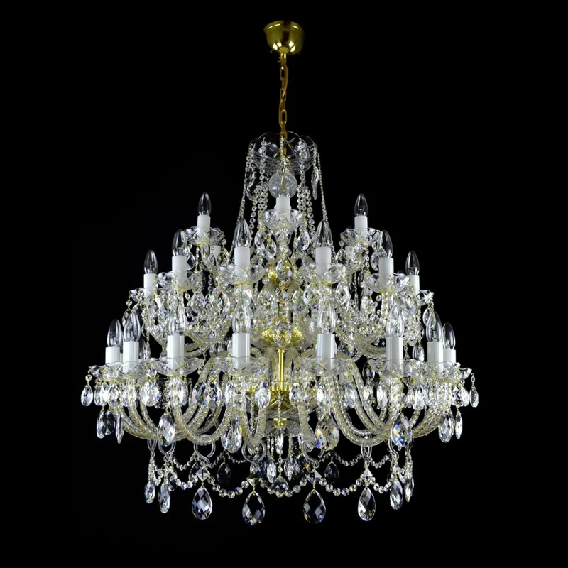 Casa Padrino Luxus Barock Kristall Kronleuchter Gold Ø 98 x H. 98 cm - Prunkvolle Messing Kronleuchter mit böhmischem Kristallglas - Barock Möbel - Edel & Prunkvoll