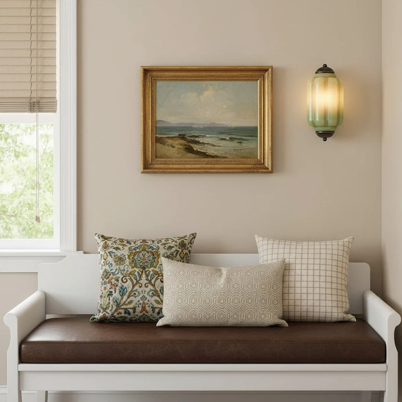 Vintage Wandlamp met Melkglazen Kap en Antieke Afwerking voor Sfeervolle Verlichting | Sansoti