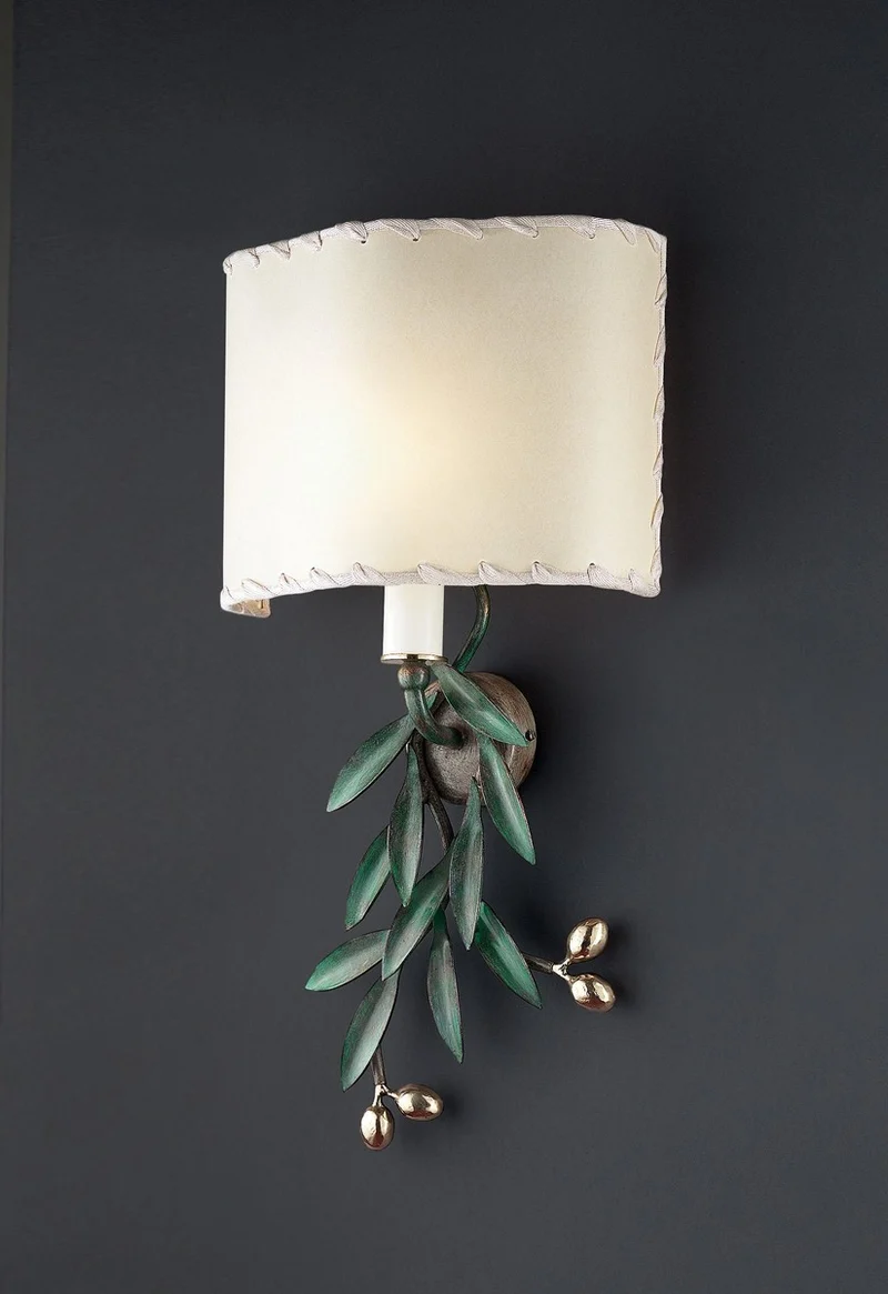 Casa Padrino Luxus Wandleuchte Messing Poliert B. 100 x H. 65 cm - Handgefertigte Wandleuchte aus Schmiedeeisen mit Olivenzweigen - Luxus Kollektion - Edel & Prunkvoll
