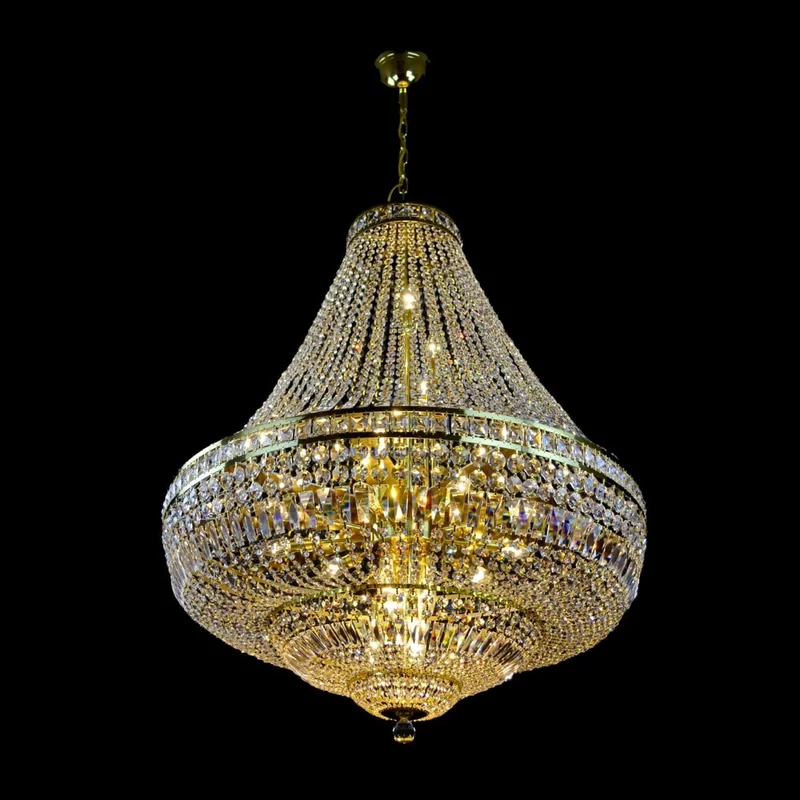 Casa Padrino Luxus Barock Kristall Kronleuchter Gold Ø 90 x H. 111 cm - Prunkvolle Messing Kronleuchter mit böhmischem Kristallglas - Barock Möbel - Edel & Prunkvoll