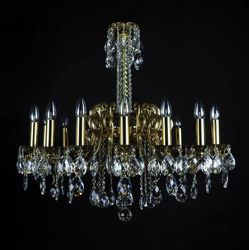 Casa Padrino Luxus Barock Kristall Kronleuchter Gold Ø 85 x H. 72 cm - Prunkvolle Messing Kronleuchter mit böhmischem Kristallglas - Barock Möbel - Edel & Prunkvoll
