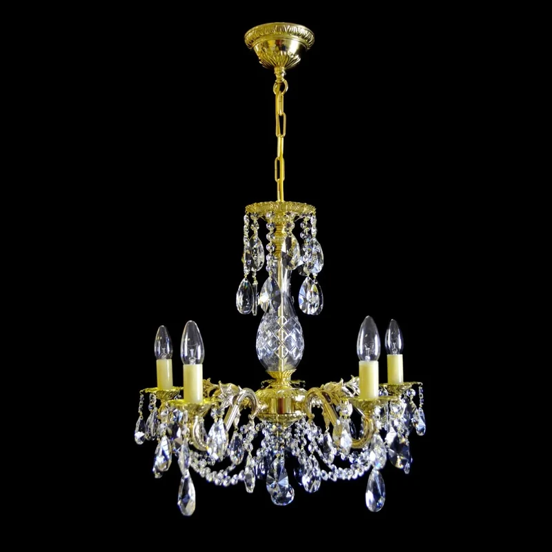 Casa Padrino Luxus Barock Kristall Kronleuchter Gold Ø 55 x H. 52 cm - Prunkvolle Messing Kronleuchter mit böhmischem Kristallglas - Barock Möbel - Edel & Prunkvoll