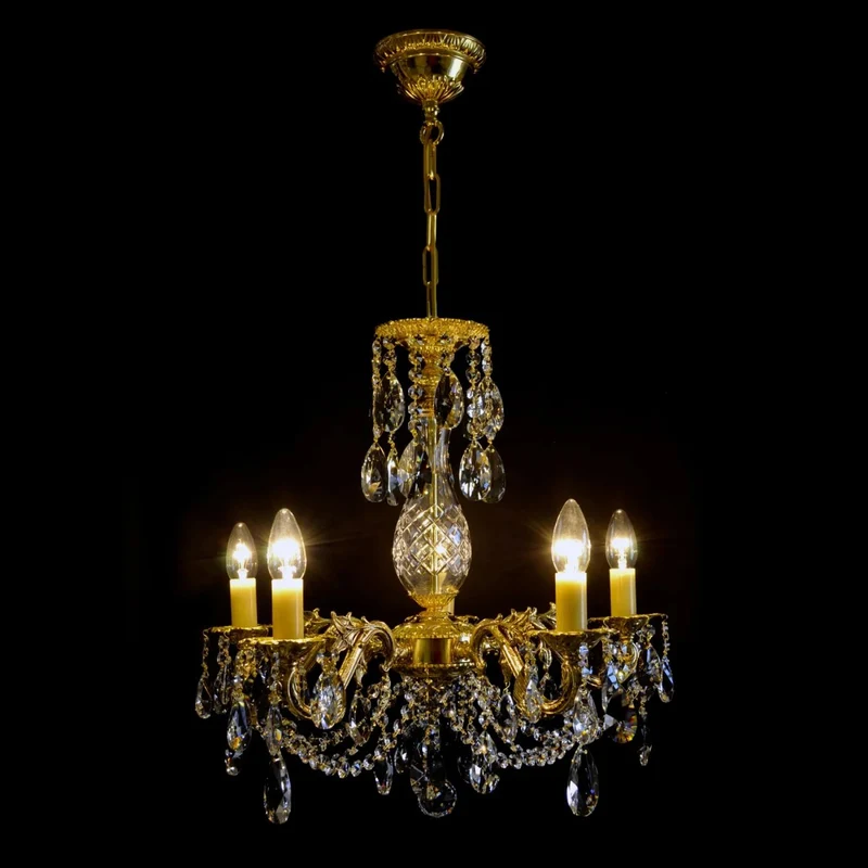 Casa Padrino Luxus Barock Kristall Kronleuchter Gold Ø 55 x H. 52 cm - Prunkvolle Messing Kronleuchter mit böhmischem Kristallglas - Barock Möbel - Edel & Prunkvoll