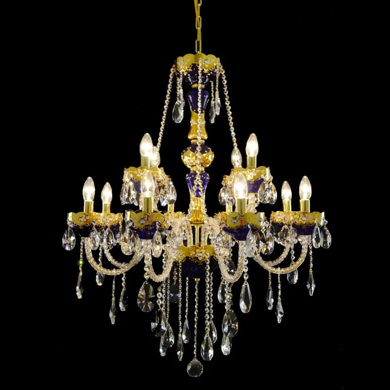 Casa Padrino Luxus Barock Kristall Kronleuchter Gold Ø 78 x H. 100 cm - Prunkvolle Messing Kronleuchter mit böhmischem Kristallglas - Barock Möbel - Edel & Prunkvoll