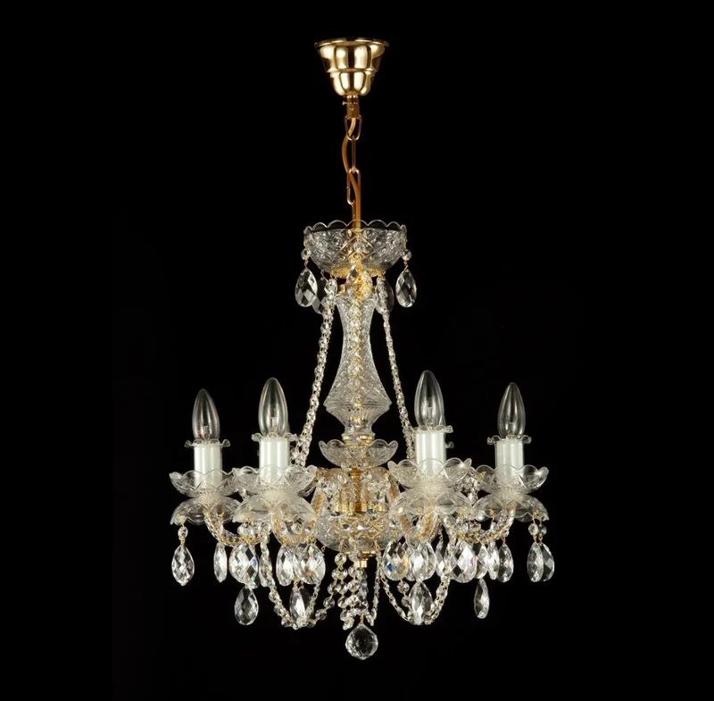 Casa Padrino Luxus Barock Kristall Kronleuchter Gold Ø 45 x H. 125 cm - Prunkvolle Messing Kronleuchter mit böhmischem Kristallglas - Barock Möbel - Edel & Prunkvoll