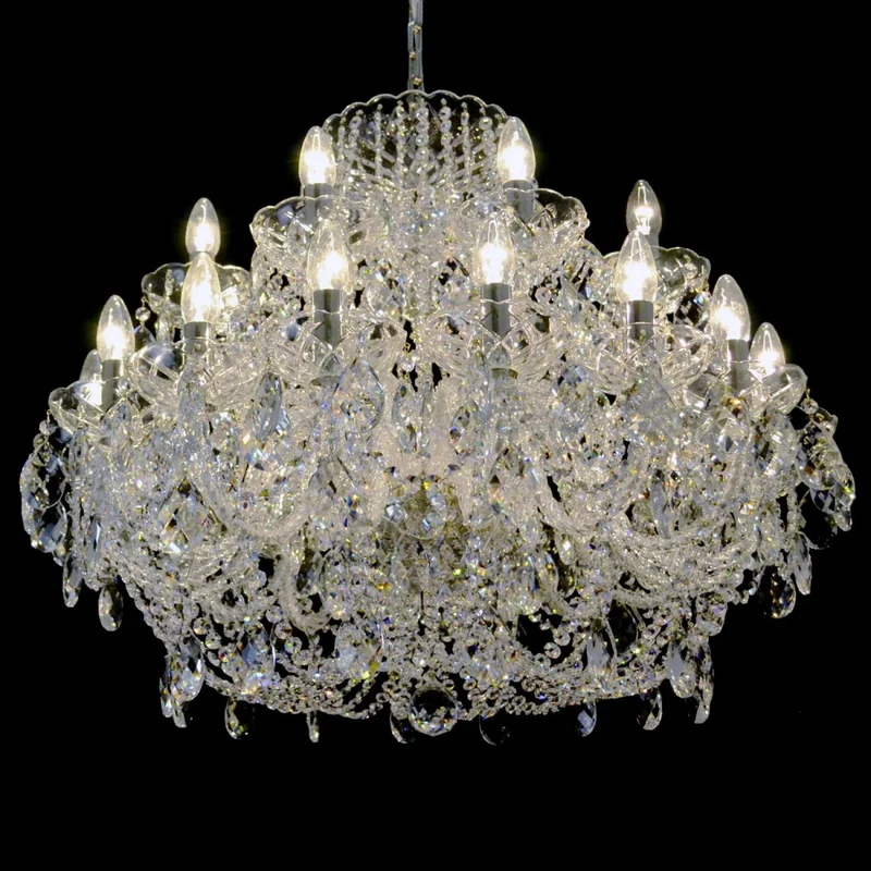 Casa Padrino Luxus Barock Kristall Kronleuchter Silber Ø 80 x H. 66 cm - Prunkvolle Messing Kronleuchter mit böhmischem Kristallglas - Barock Möbel - Edel & Prunkvoll