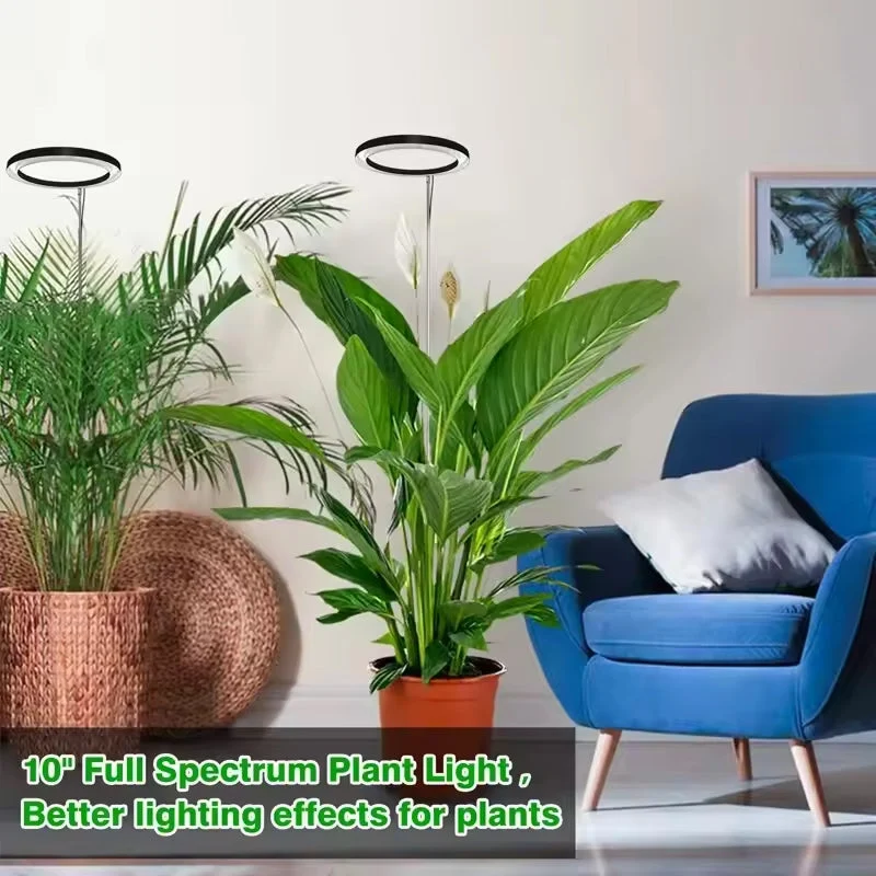 Verstelbare LED Groeilamp met Telescoopstandaard Automatische Timer Spectrum voor Sterke Kamerplanten | Sansoti