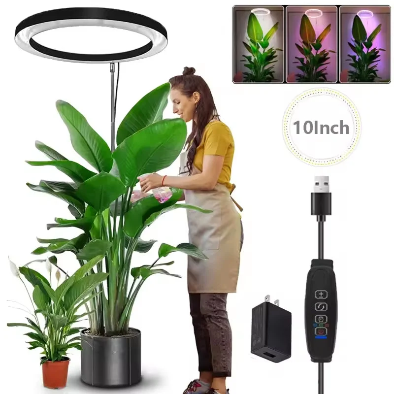 Verstelbare LED Groeilamp met Telescoopstandaard Automatische Timer Spectrum voor Sterke Kamerplanten | Sansoti