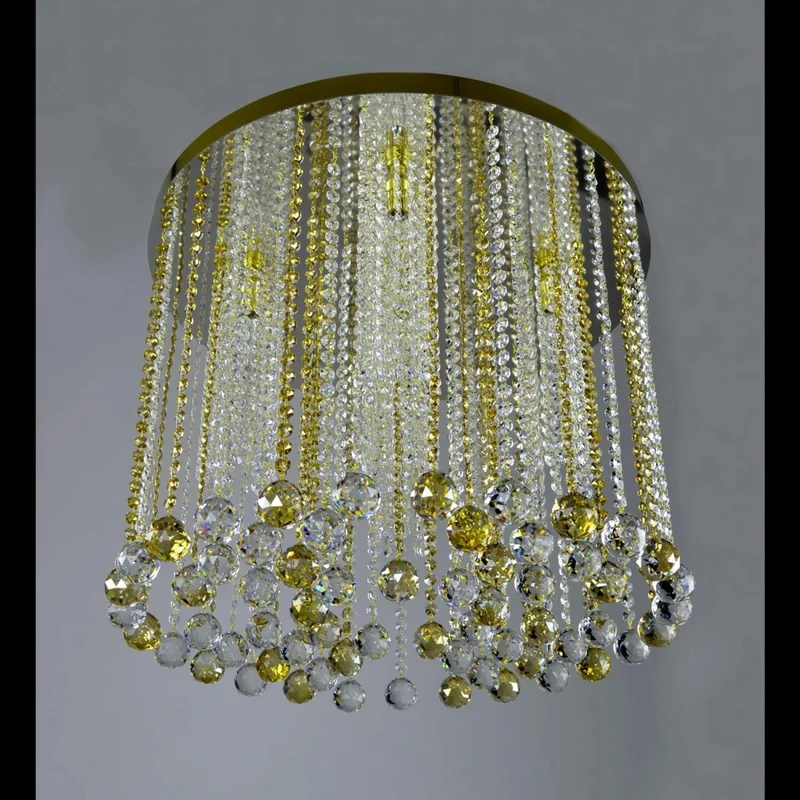 Casa Padrino Luxus Kristall Kronleuchter Gold Ø 60 x H. 50 cm - Prunkvolle Messing Kronleuchter mit böhmischem Kristallglas - Barock Möbel - Edel & Prunkvoll