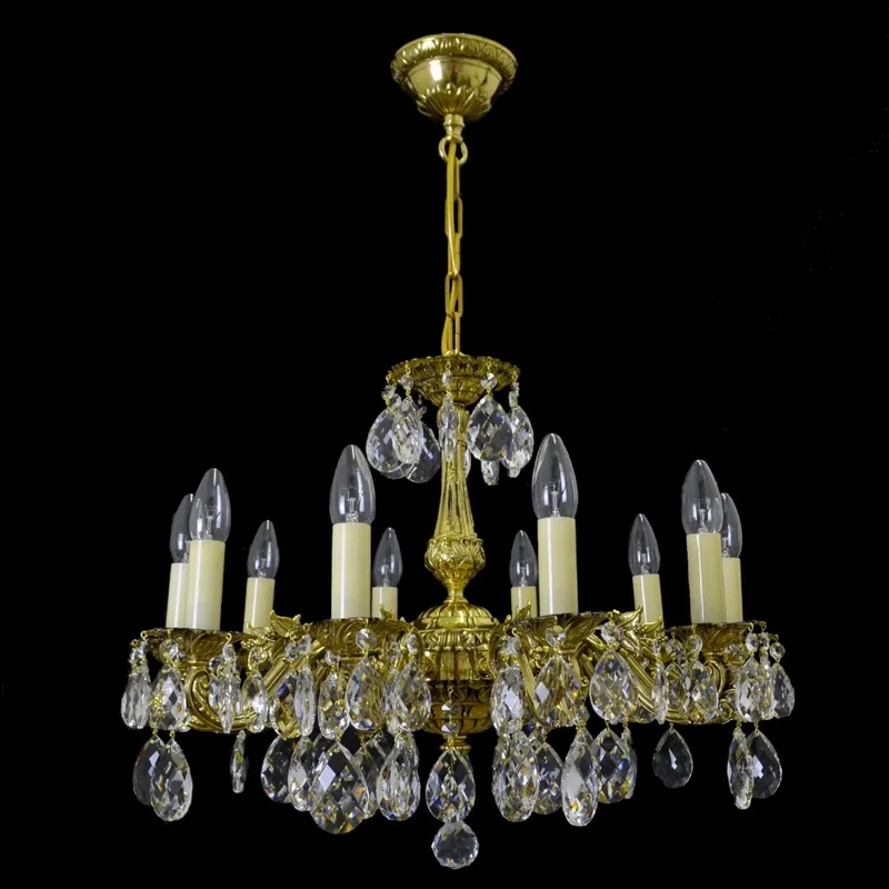 Casa Padrino Luxus Barock Kristall Kronleuchter Gold Ø 60 x H. 46 cm - Prunkvolle Messing Kronleuchter mit böhmischem Kristallglas - Barock Möbel - Edel & Prunkvoll