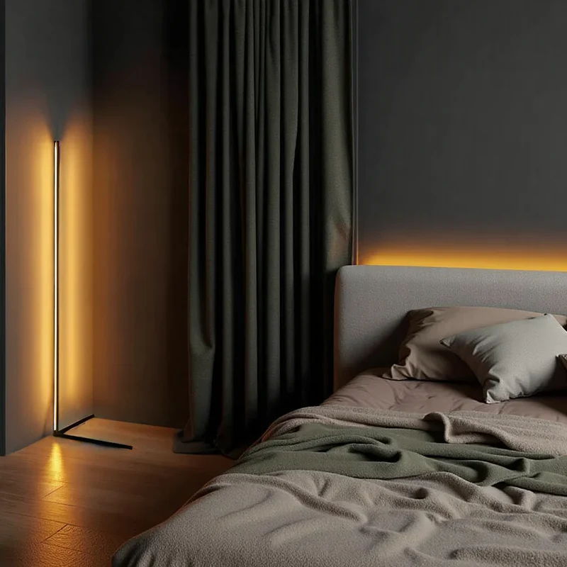 Vloerlamp LED Dimbaar Afstandsbediening 142cm Aluminium Minimalistisch Woonkamer Slaapkamer | Sansoti