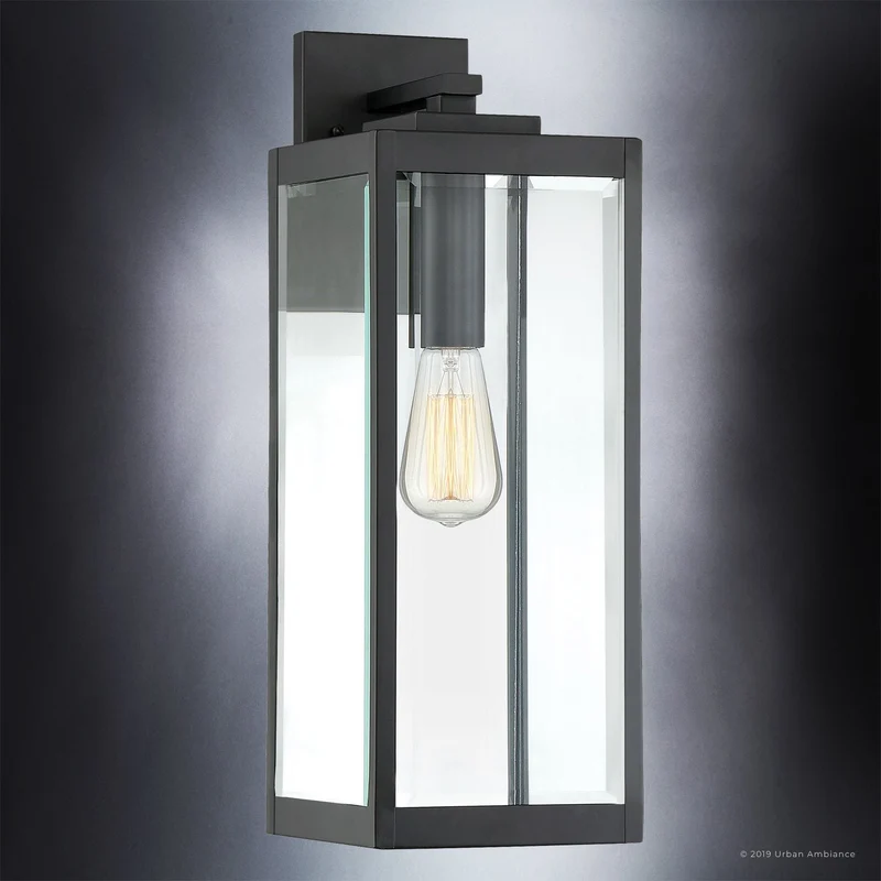 Buitenlamp Wandlamp Groot Zwart Staal Glas 51cm Modern Farmhouse Waterdicht | Sansoti