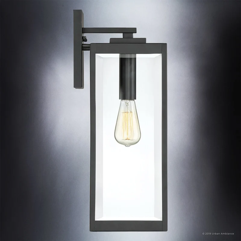 Buitenlamp Wandlamp Groot Zwart Staal Glas 51cm Modern Farmhouse Waterdicht | Sansoti