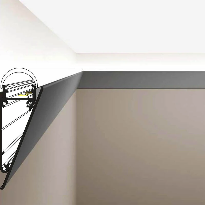 Aufbau-Wandprofil schräg 200cm Alu-roh ohne Abdeckung für LED-Strips