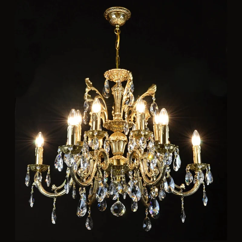 Casa Padrino Luxus Barock Kristall Kronleuchter Gold Ø 74 x H. 61 cm - Prunkvolle Messing Kronleuchter mit böhmischem Kristallglas - Barock Möbel - Edel & Prunkvoll